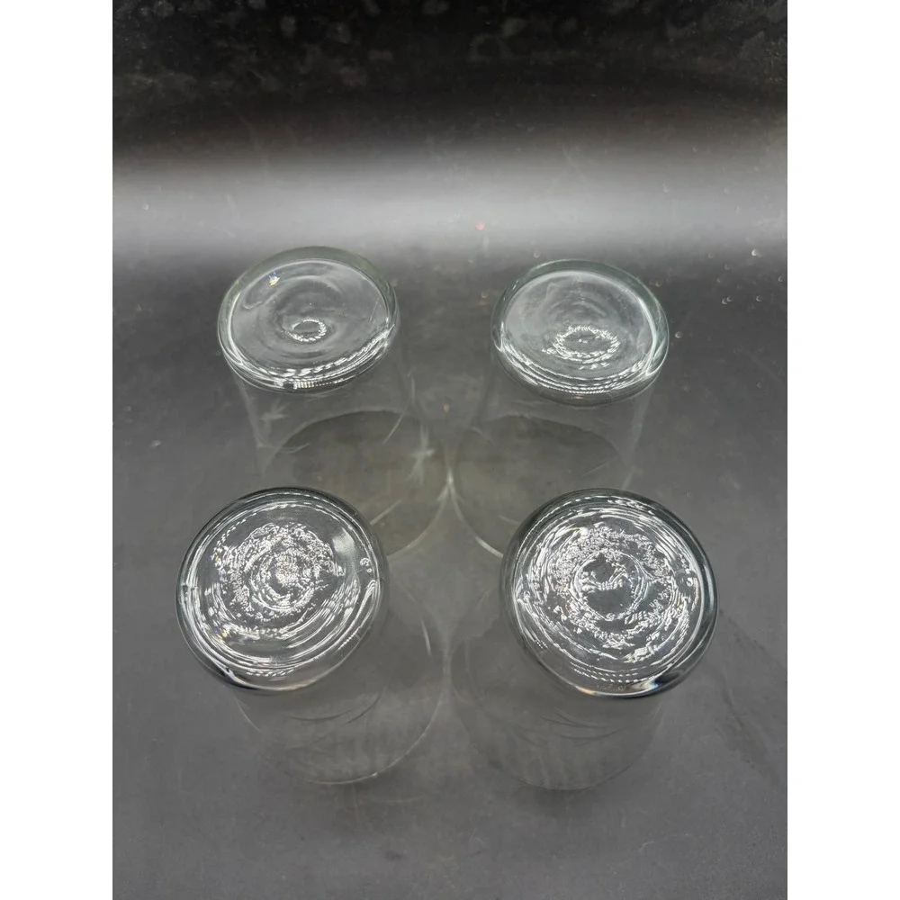 Vintage Etched Starburst Wheat Juice Glasses Set of 4 Clear Mid Century Modern